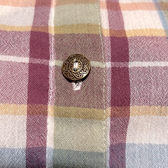 Alfred Dunner Plaid Antique Button 3/4 Long Sleeve Size 14 Petite - Picture 2 of 9